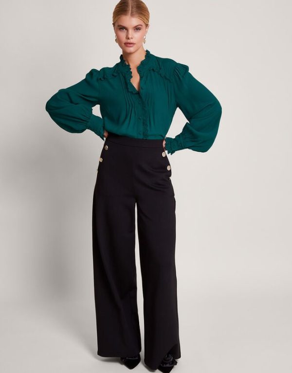 Monsoon Prue Lacy Pintuck Blouse Green - Image 2