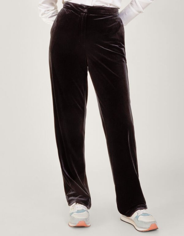 Monsoon Maria Velvet Straight Leg Trousers Black - Image 3