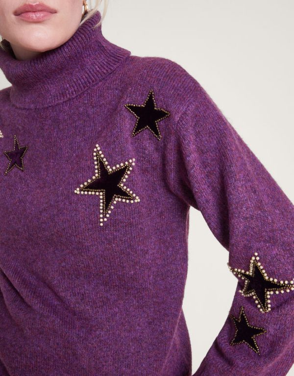 Monsoon Sophia Star Jumper Purple - Image 2