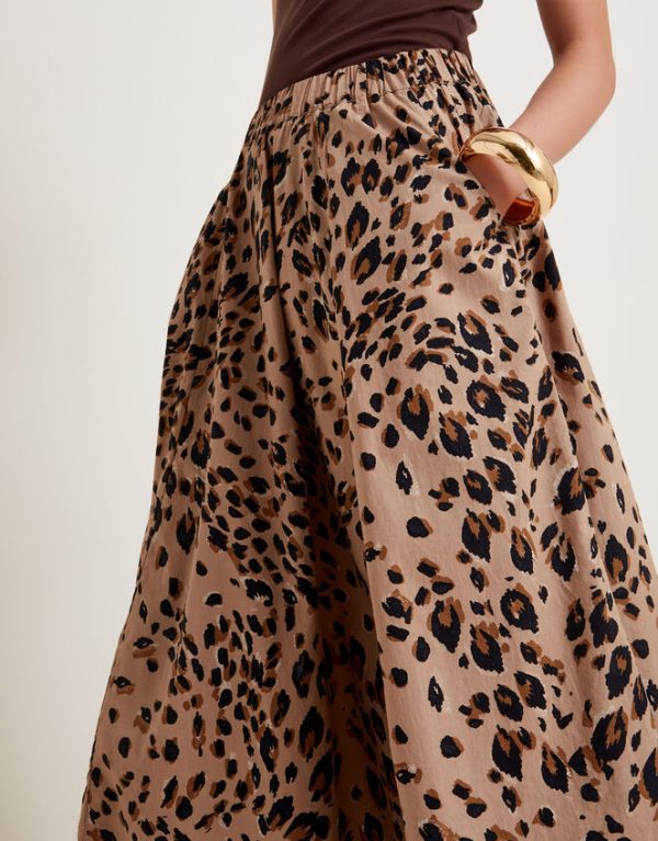 Monsoon Raife Leopard Print Skirt Natural - Image 5