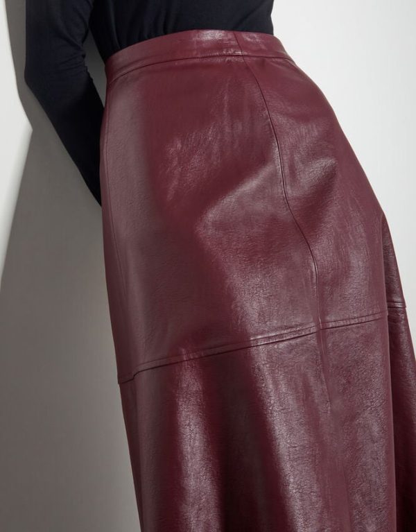 Monsoon Pippa Faux Leather Midi Skirt Red - Image 4