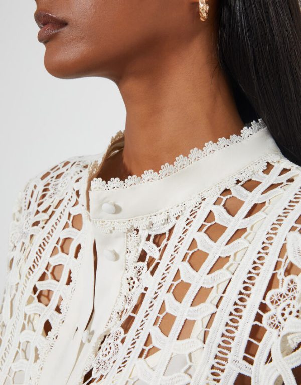 Monsoon Lottie Lace Shirt Ivory - Image 4