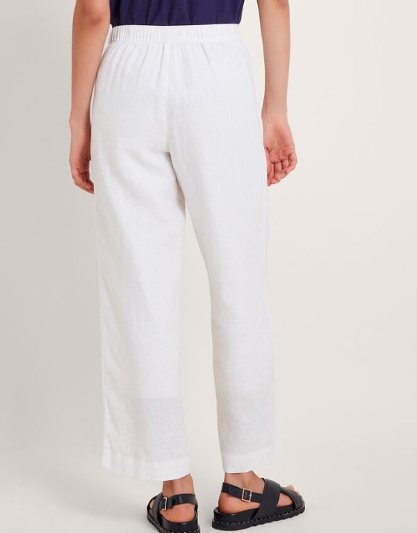 Monsoon Parker Short-Length Linen Trousers White - Image 3