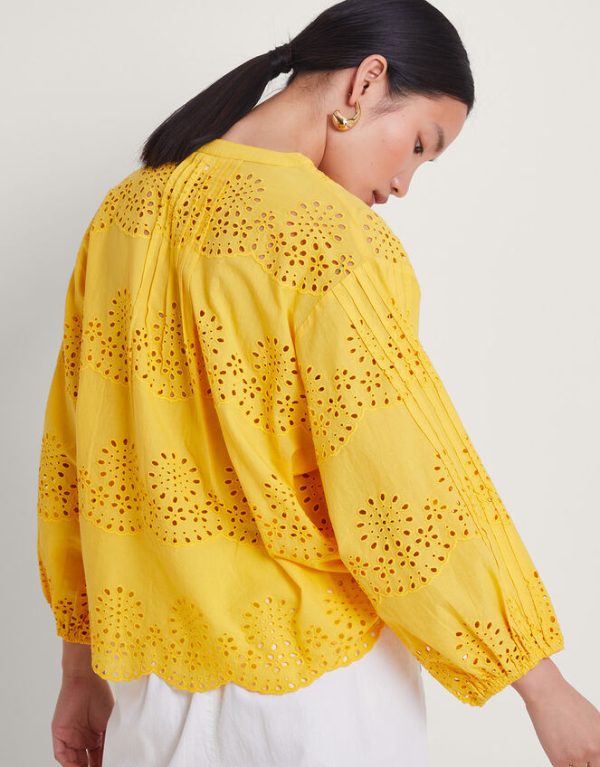 Monsoon Serena Broderie Top Yellow - Image 3