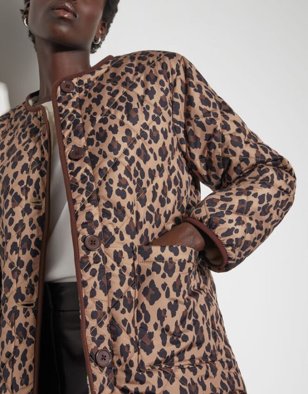 Monsoon Rue Reversible Quilted Leopard Print Jacket Brown - Image 4