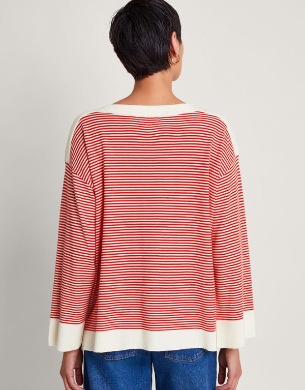 Monsoon Simmi Stripe Jumper Red - Image 3