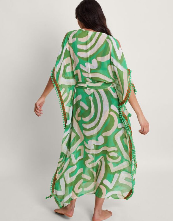 Monsoon Posy Print Maxi Kaftan Green - Image 4