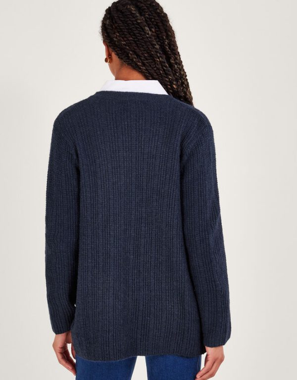 Monsoon Ribbed Longline Cardigan Blue - Image 3