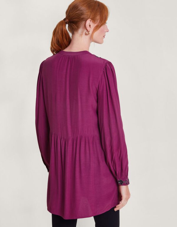 Monsoon Longline Embroidered Tunic Top Pink - Image 3