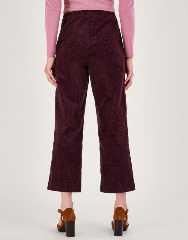 Monsoon Harper Corduroy Crop Trousers Purple - Image 3