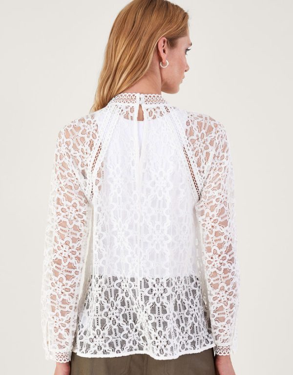 Monsoon Merritt Lace Blouse Ivory - Image 3