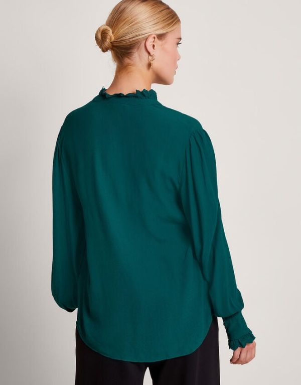 Monsoon Prue Lacy Pintuck Blouse Green - Image 3