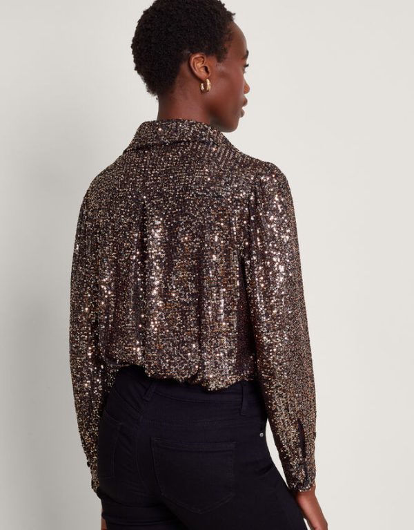 Monsoon Megan Sequin Shirt Silver - Image 4