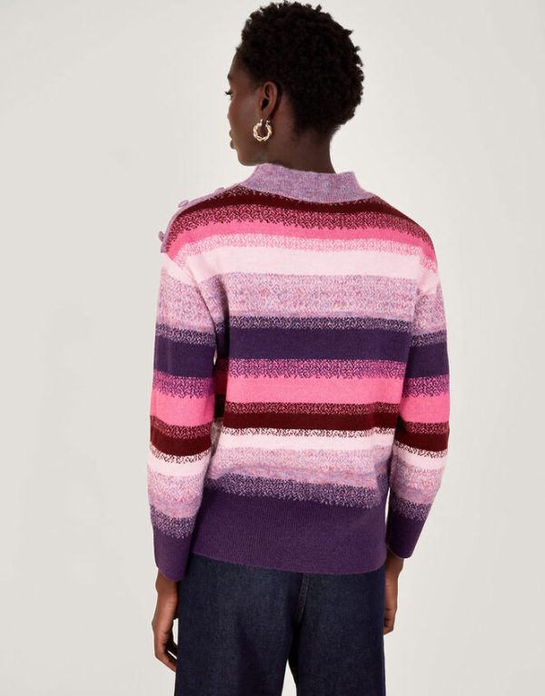 Monsoon Ombre Stripe Mock Neck JumperPink - Image 3