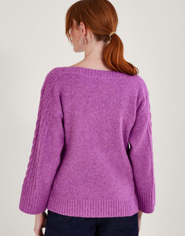 Monsoon Satu Stitch Jumper Purple - Image 3