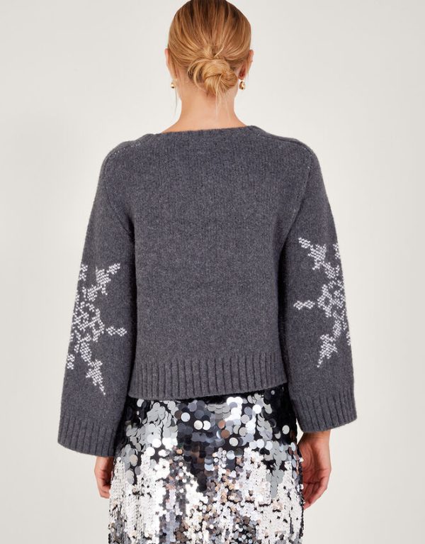 Monsoon Sal Snowflake Jumper Grey - Image 4