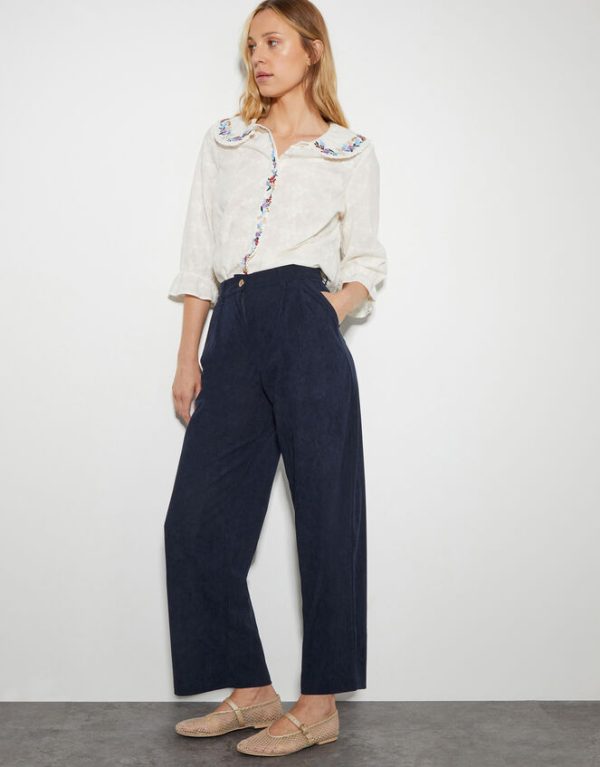 Monsoon Samira Corduroy Wide Leg Trousers Blue - Image 5