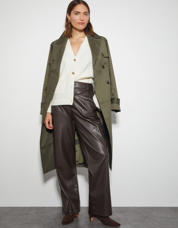 Monsoon Matilda Midi Trench Coat Green - Image 5