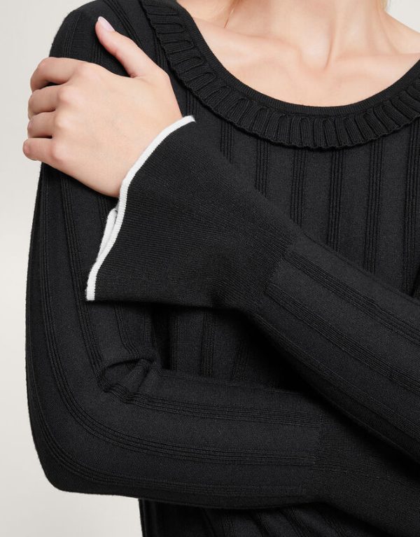 Monsoon Smart Ribbed Frill Jumper Black - Image 4