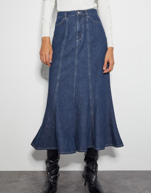 Monsoon Fran seam denim maxi skirt blue - Image 2