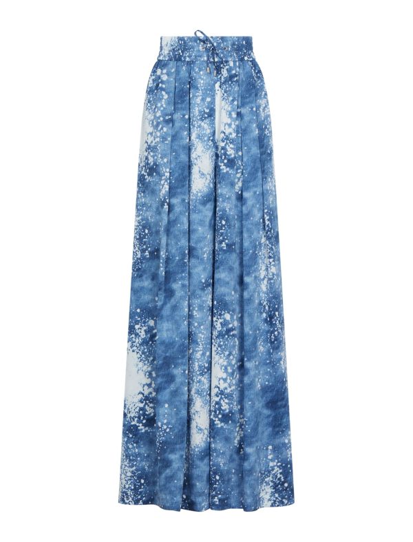 BCBG MILTA WIDE LEG PANTS - DENIM BLUE COMBO - Image 6