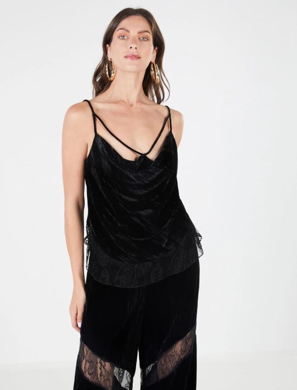 BCBG NITA VELVET TOP - BLACK BEAUTY - Image 2