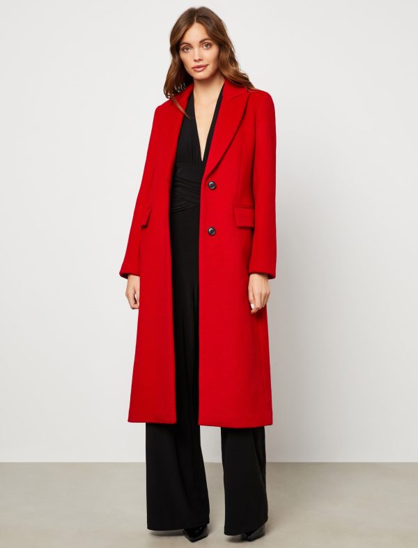 Bcbg Notch Collar Single-Breasted Riding Coat