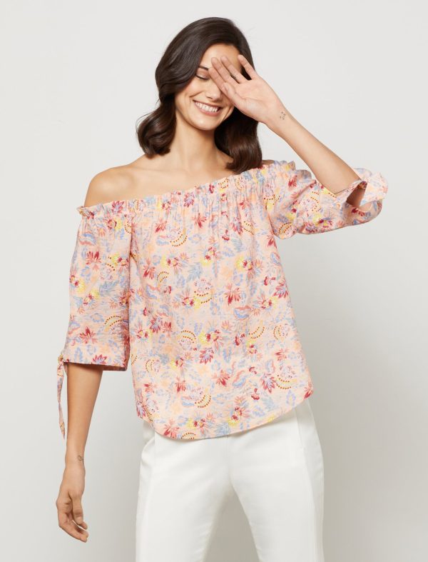 Bcbg Off-the-Shoulder Boho Drawstring Top