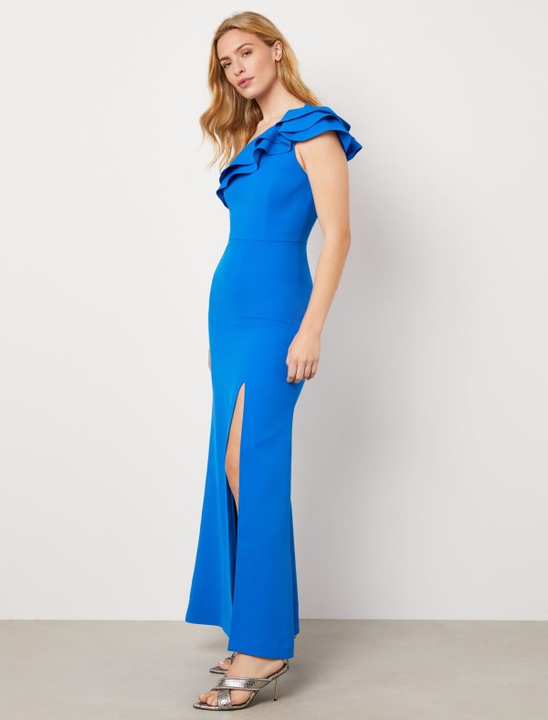 Bcbg One Shoulder Ruffle Evening Dress - Image 3