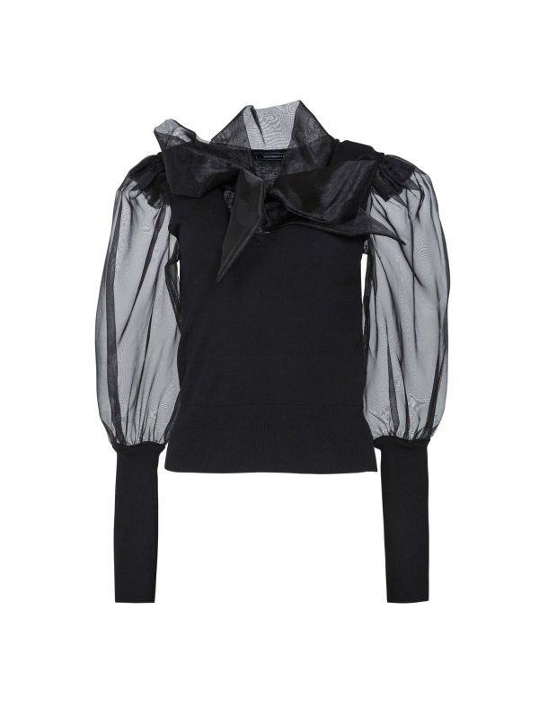 Bcbg Organza Puff Sleeve Bow Sweater - Image 3