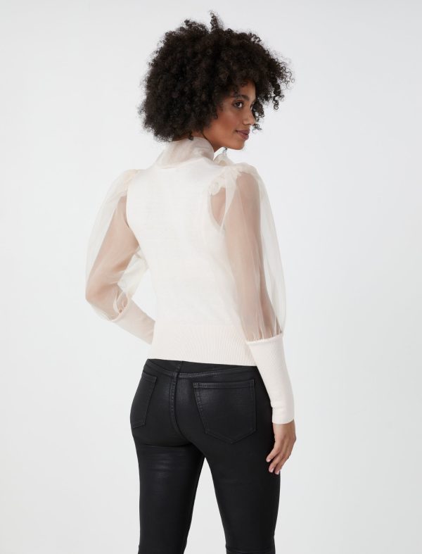 Bcbg Organza Puff Sleeve Bow Sweater - Image 18