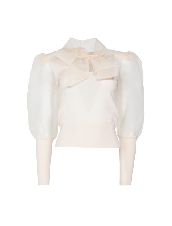 Bcbg Organza Puff Sleeve Bow Sweater - Image 19