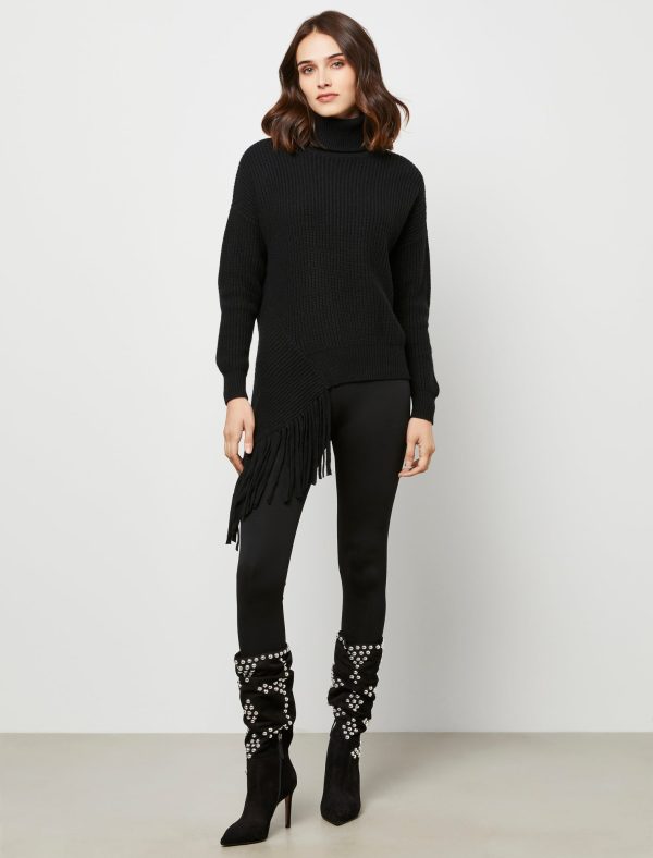 Bcbg Asymmetrical Turtleneck Fringe Sweater - Image 5