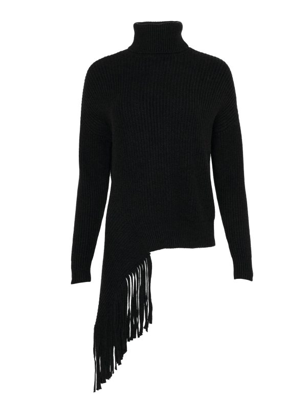 Bcbg Asymmetrical Turtleneck Fringe Sweater - Image 8