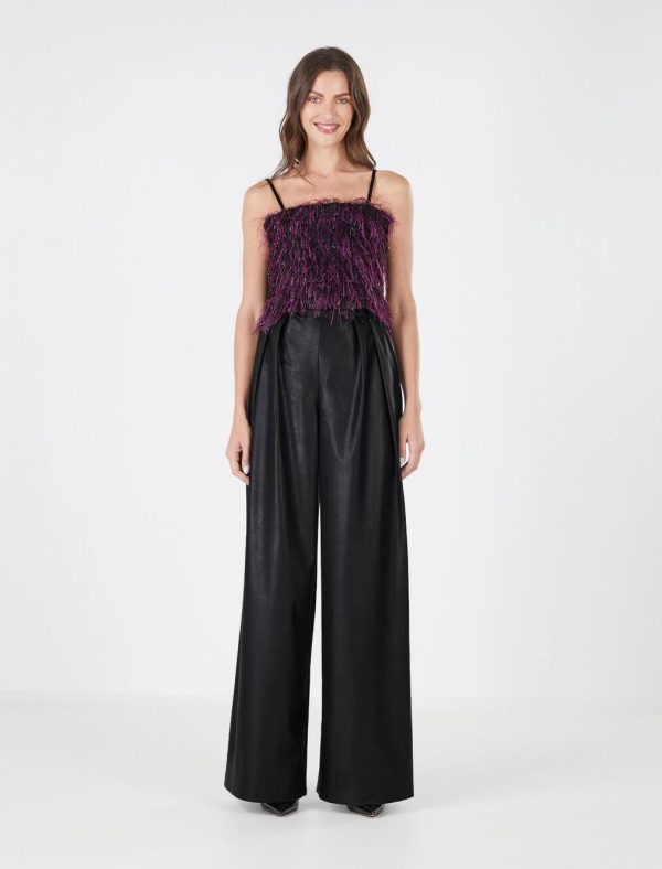 BCBG RENATA FAUX LEATHER PANT - BLACK BEAUTY