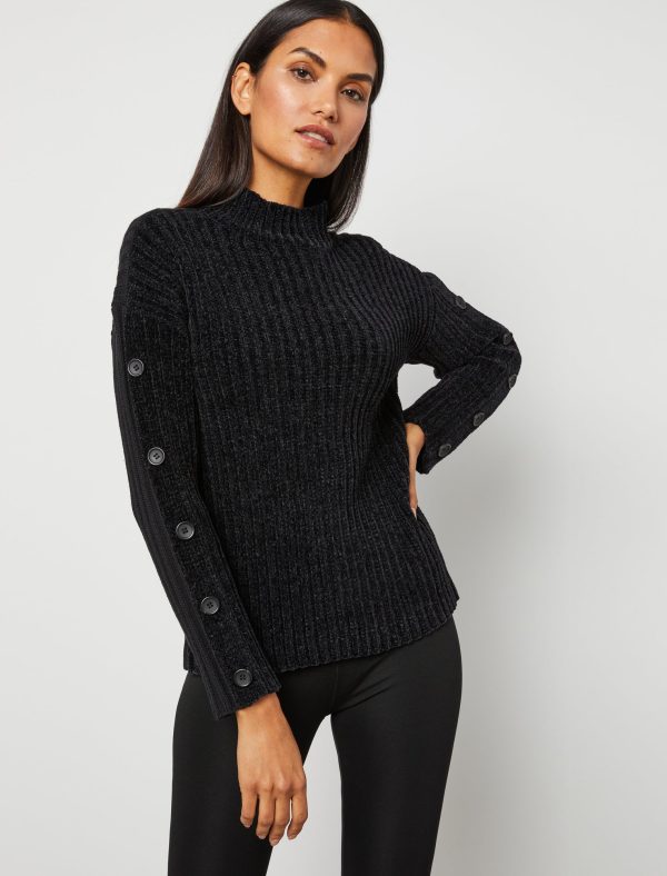 Bcbg Ribbed Button-Sleeve Sweater