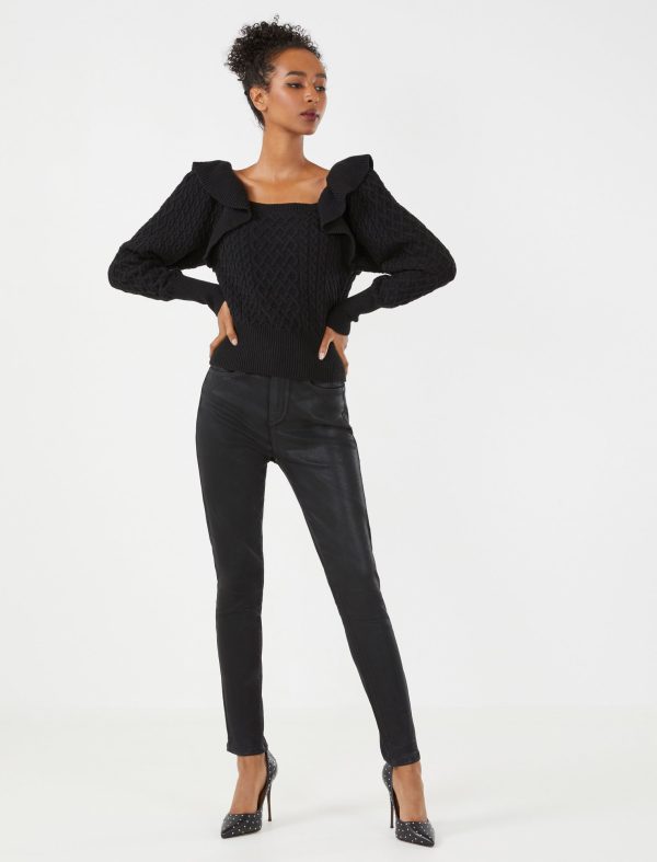 Bcbg Ribbed Ruffle Shoulder Sweater - Image 2