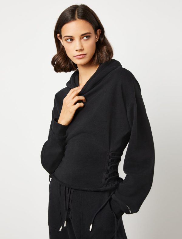 Bcbg Riley Lace-Up Crop Hoodie