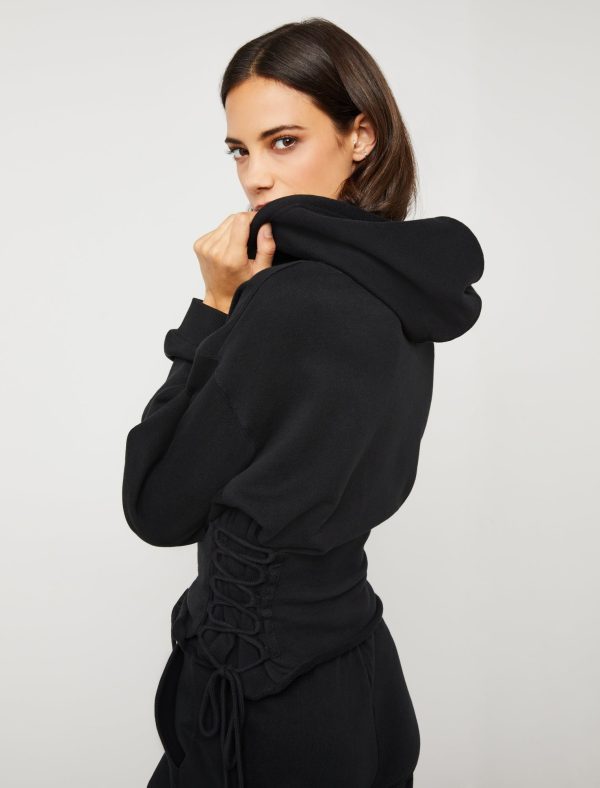 Bcbg Riley Lace-Up Crop Hoodie - Image 4