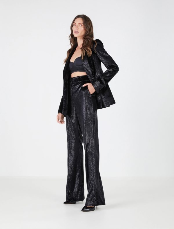 BCBG ROSMUNDA VELVET TROUSER - BLACK BEAUTY - Image 2