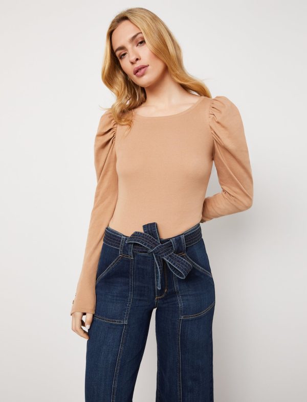 Bcbg Ruched Puff Sleeve Bodysuit