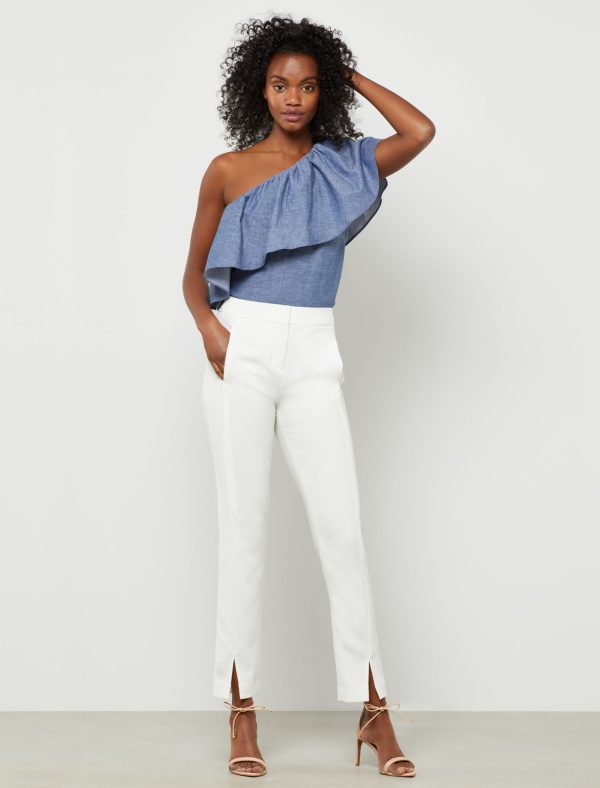 Bcbg Ruffle One-Shoulder Chambray Top - Image 2