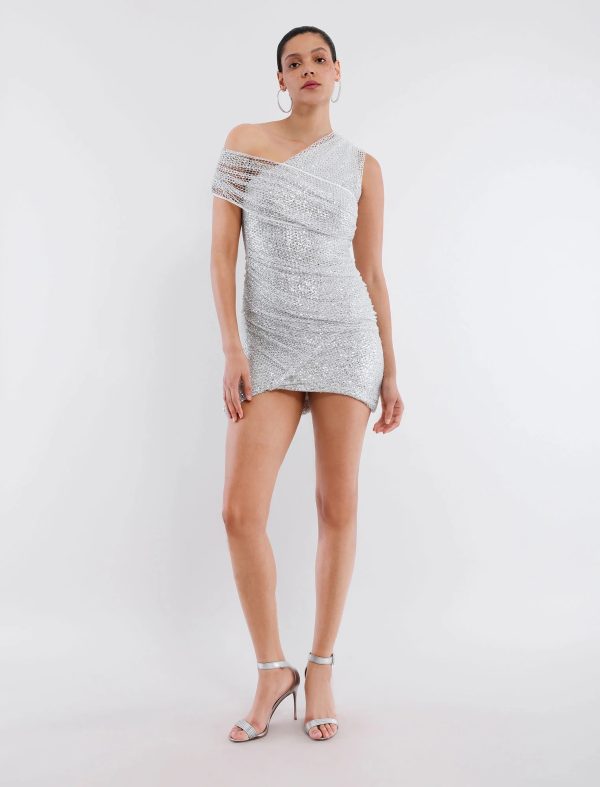 BCBG SANTA MONICA MINI DRESS - SILVER