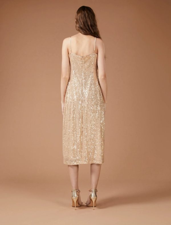 BCBG SEQUIN MIDI DRESS - CHAMPANGE SEQUIN - Image 3