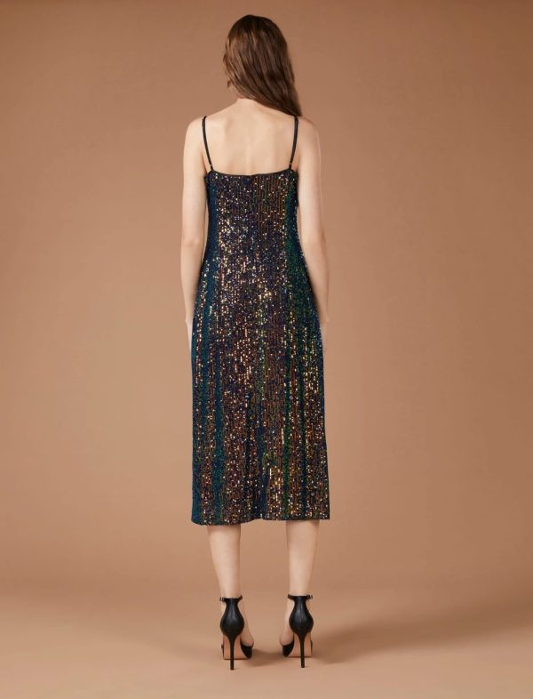 BCBG SEQUIN MIDI DRESS - IRIDESCENT GREEN - Image 3