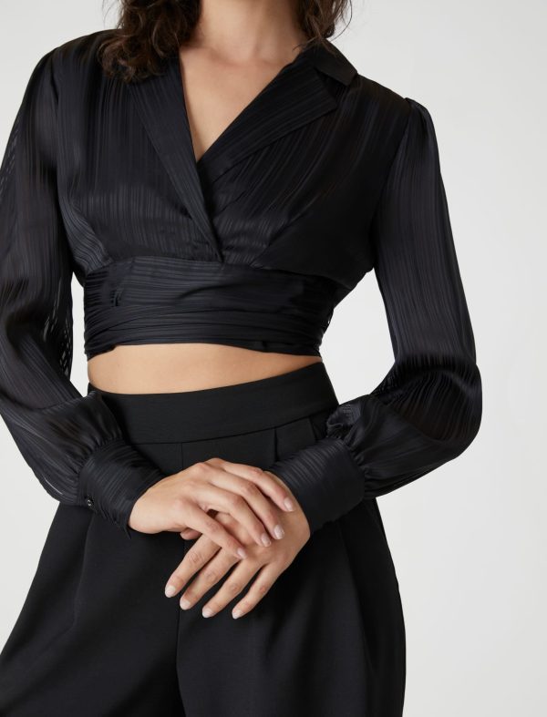 Bcbg Shadow Stripe Waist-Tie Crop Top - Image 22