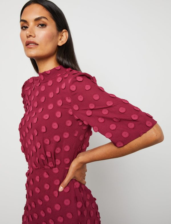 Bcbg Short Sleeve Dotted Jacquard Midi Dress - Image 2