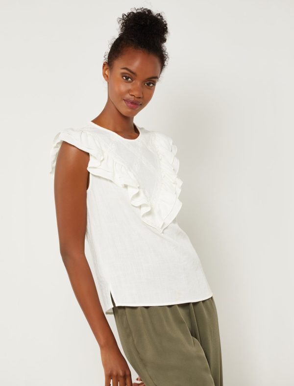 Bcbg Short Sleeve Ruffle Lace Top - Image 5