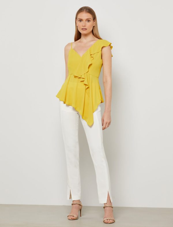 Bcbg Single Ruffle Asymmetrical Top