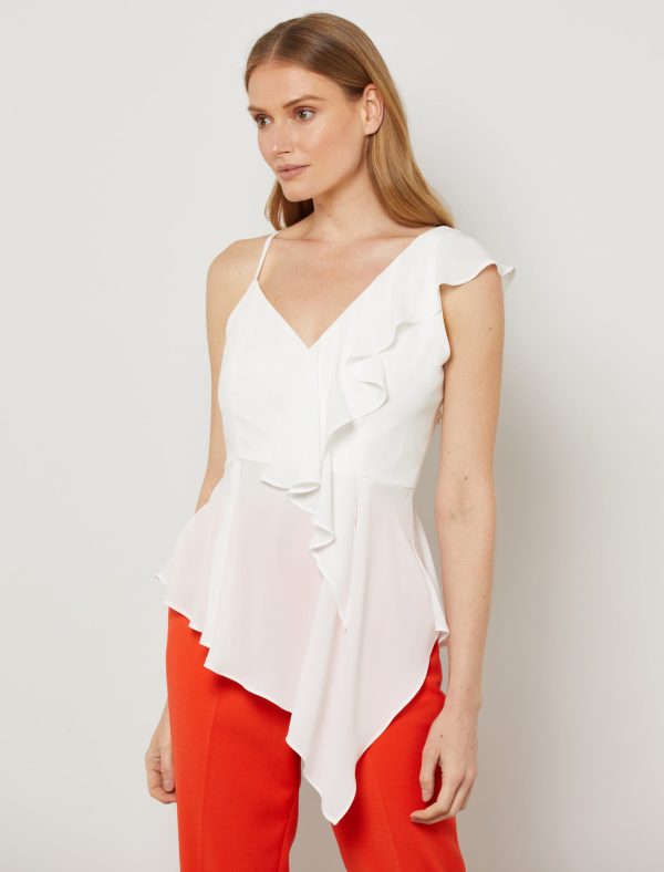 Bcbg Single Ruffle Asymmetrical Top